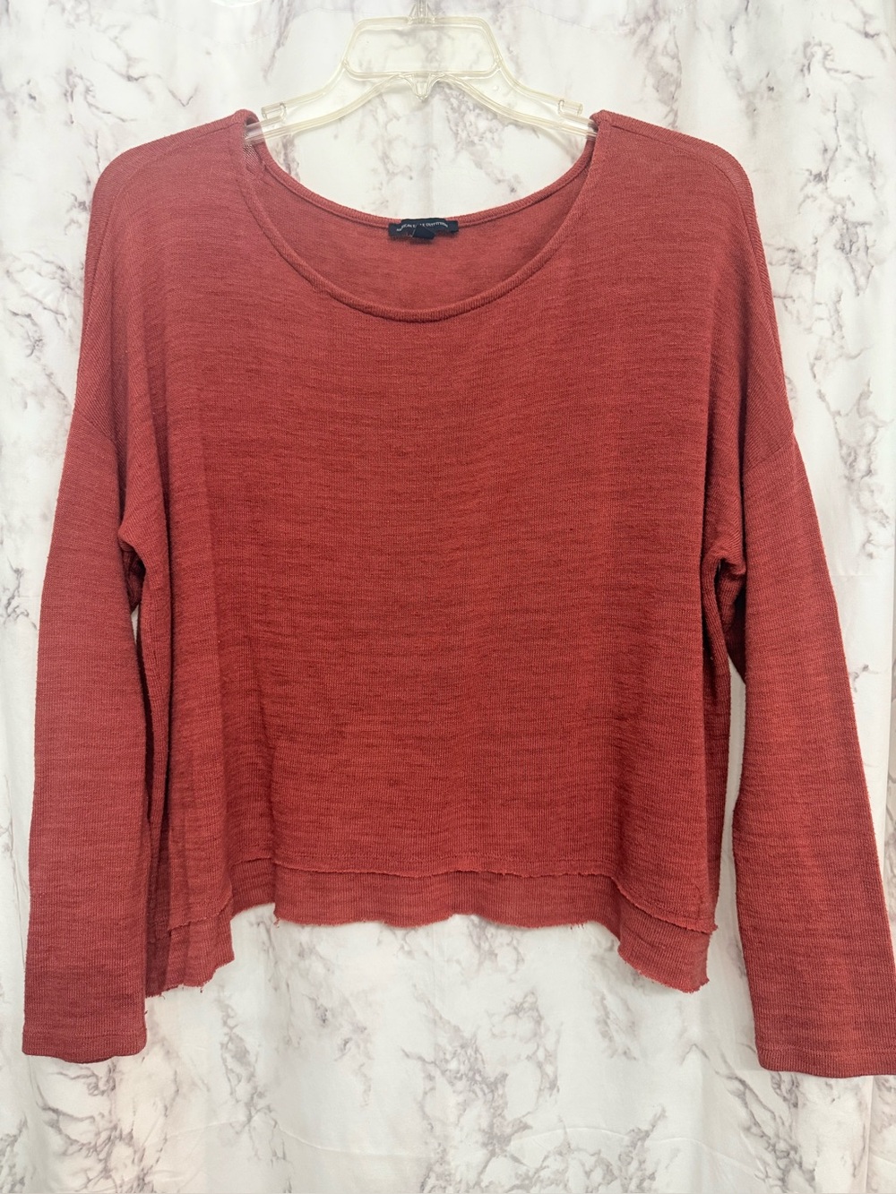 American Eagle Outfitters Long Sleeve Cropped Top - Mauve/Rust color